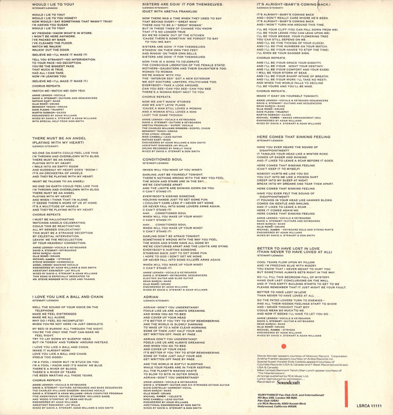 Eurythmics - Be Yourself Tonight (LP, Album)