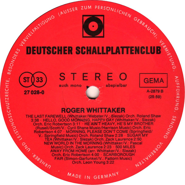 Roger Whittaker - Roger Whittaker (LP, Comp, Club, S/Edition)