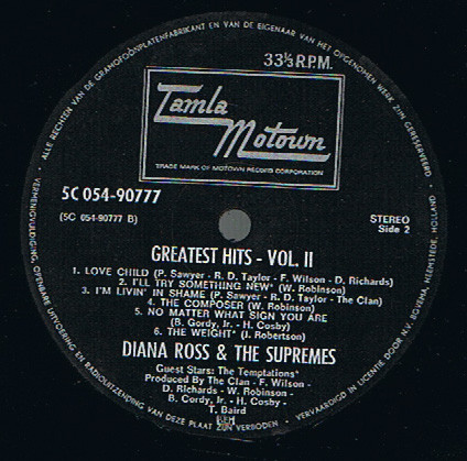 Diana Ross & The Supremes* - Greatest Hits Volume 2 (LP, Comp, Bla)