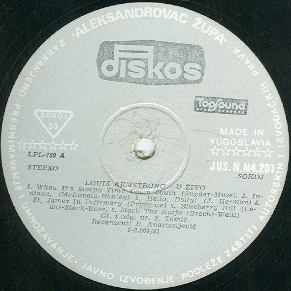 Louis Armstrong - U Živo (LP, Album, RE)