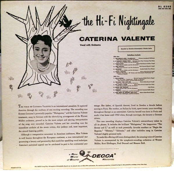 Caterina Valente - The Hi-Fi Nightingale... (LP, Album, Mono)