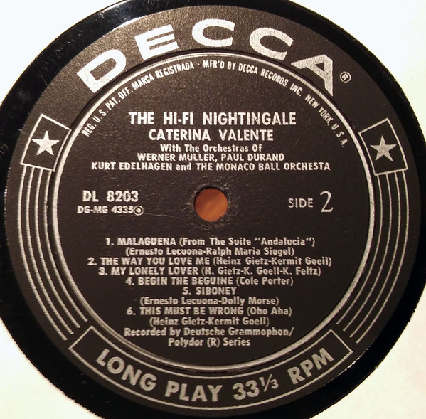 Caterina Valente - The Hi-Fi Nightingale... (LP, Album, Mono)