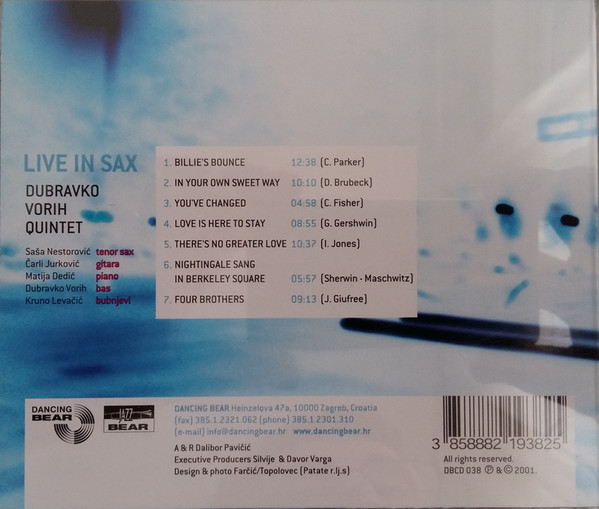 Dubravko Vorih Quintet - Live In Sax (CD, Album)