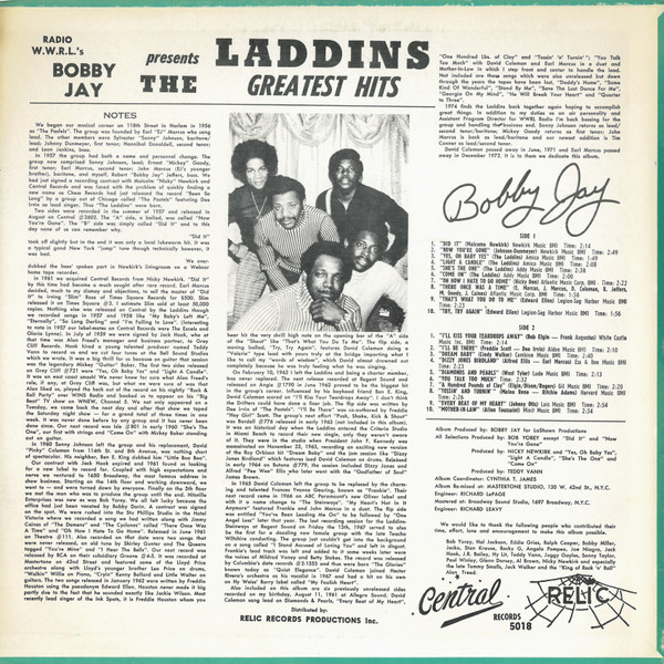 Bobby Jay (6) Presents The Laddins - Radio WWRL's Bobby Jay Presents The Laddins (LP, Comp)