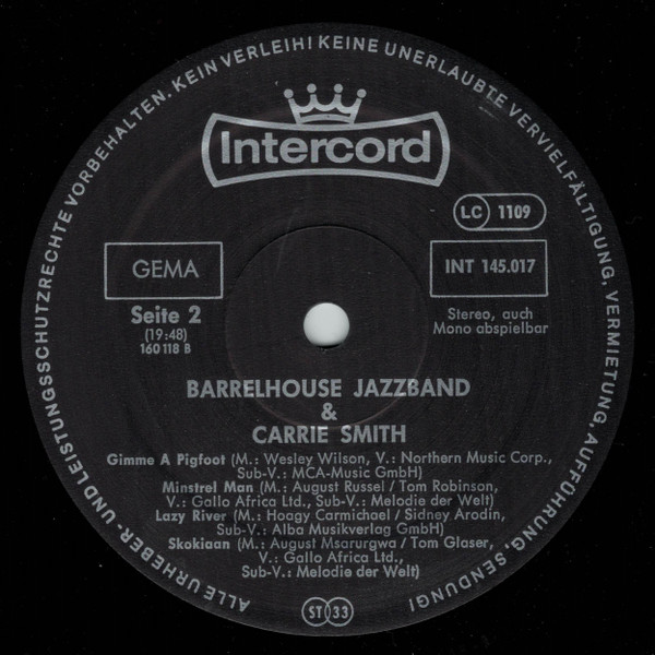 Barrelhouse Jazzband & Carrie Smith - Barrelhouse Jazzband & Carrie Smith   (LP, Album)