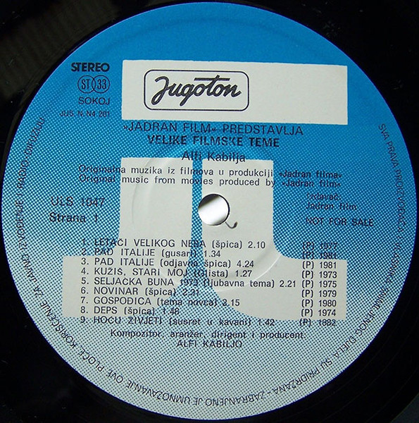 Alfi Kabiljo - Velike Filmske Teme (LP, Album, Promo)