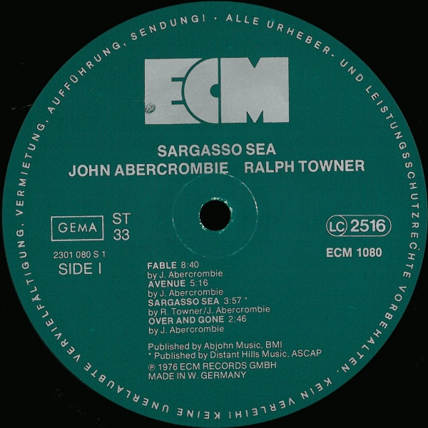 John Abercrombie, Ralph Towner - Sargasso Sea (LP, Album)