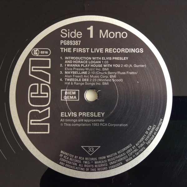 Elvis Presley - The First Live Recordings  (LP, Mono)