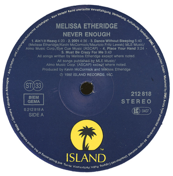 Melissa Etheridge - Never Enough (LP, Album)
