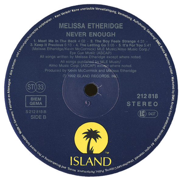 Melissa Etheridge - Never Enough (LP, Album)
