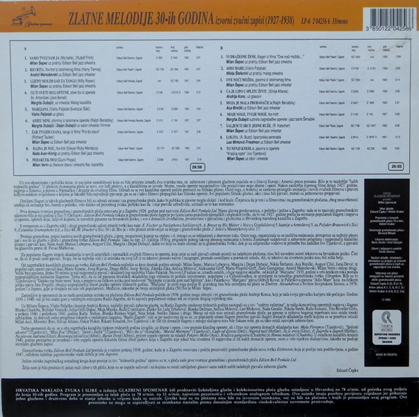 Various - Zlatne Melodije 30-ih (LP, Comp, Mono)