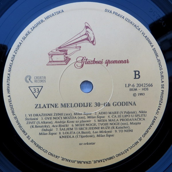 Various - Zlatne Melodije 30-ih (LP, Comp, Mono)