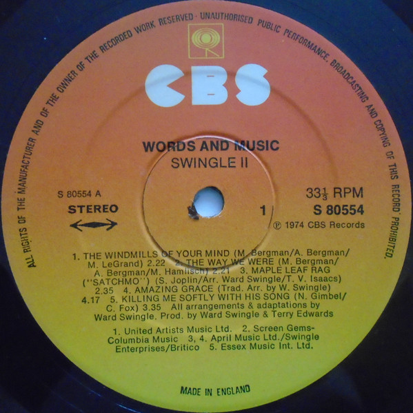 Swingle II - Words And Music (LP, Album, RE)