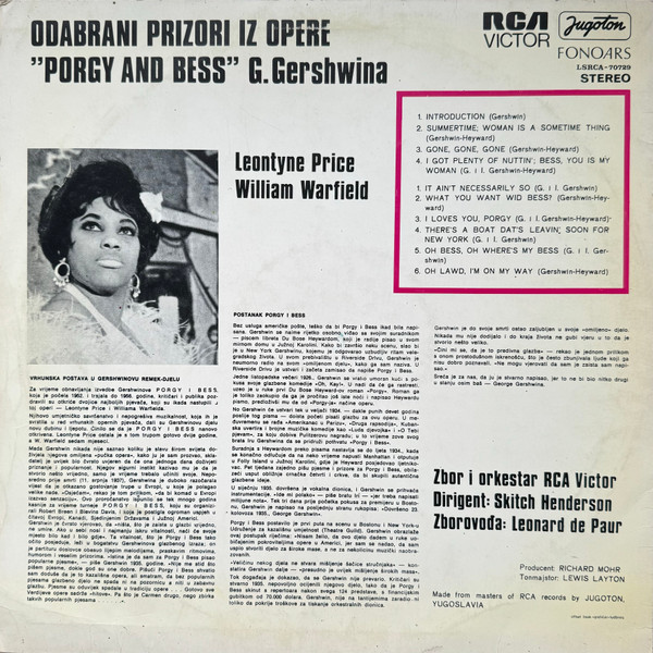 Gershwin*, Leontyne Price, William Warfield - Gershwin's Porgy And Bess (LP, Album)