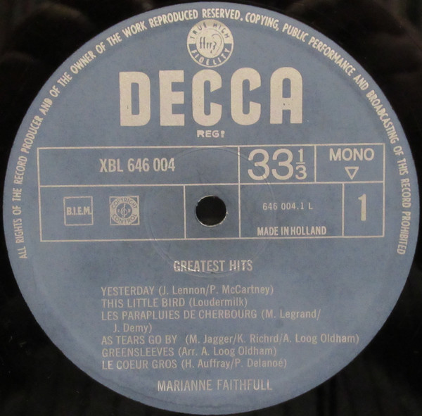 Marianne Faithfull - Greatest Hits (LP, Comp, Mono)