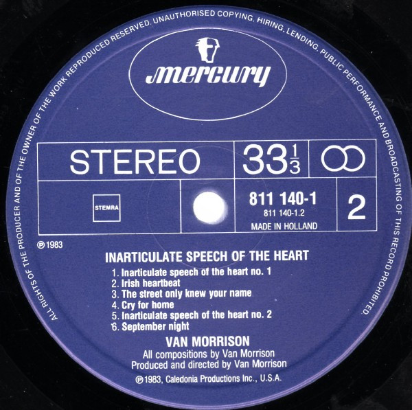 Van Morrison - Inarticulate Speech Of The Heart (LP, Album)
