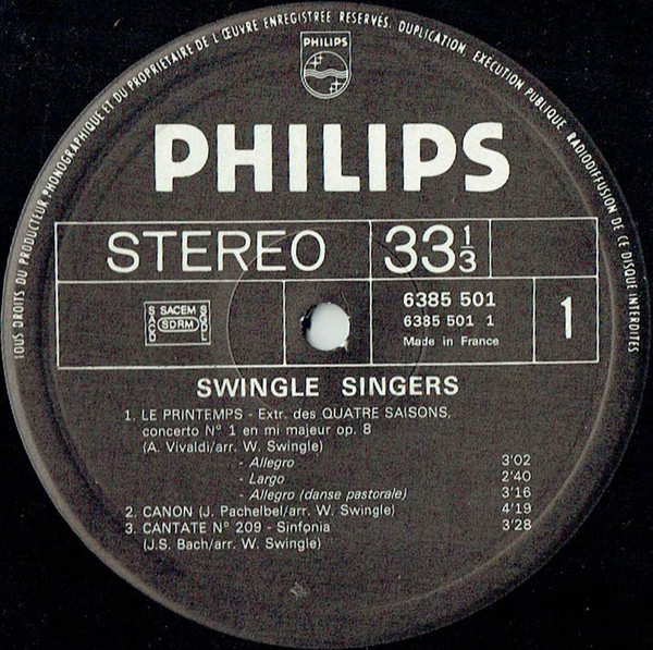 Swingle Singers* - Les 4 Saisons (LP, Album, RE)