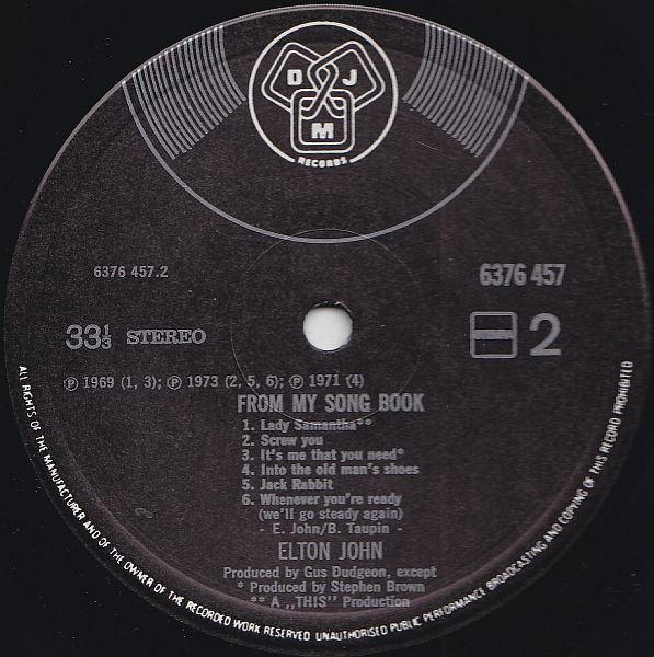 Elton John - From My Song Book (LP, Comp)