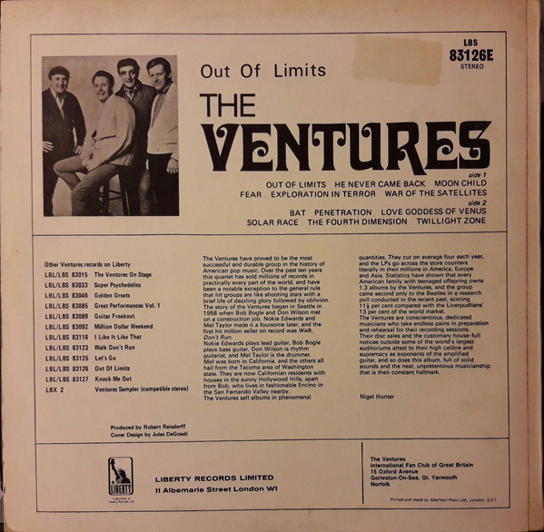 The Ventures - Out Of Limits (LP, Album, RE)