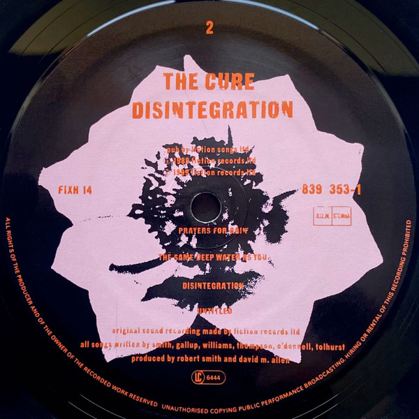 The Cure - Disintegration (LP, Album, Smo)