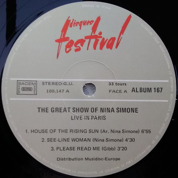 Nina Simone - The Great Show Of Nina Simone Live In Paris (2xLP, Album, RE, Gat)