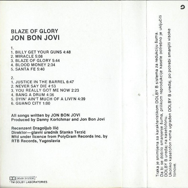 Jon Bon Jovi - Blaze Of Glory (Cass, Album)