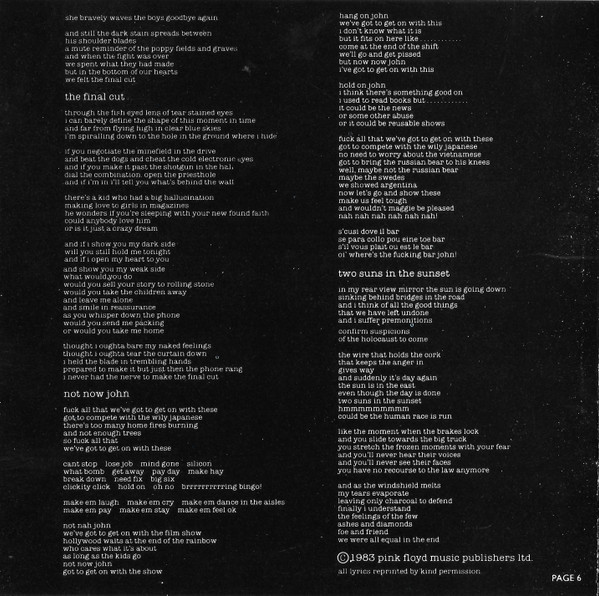 Pink Floyd - The Final Cut (CD, Album)