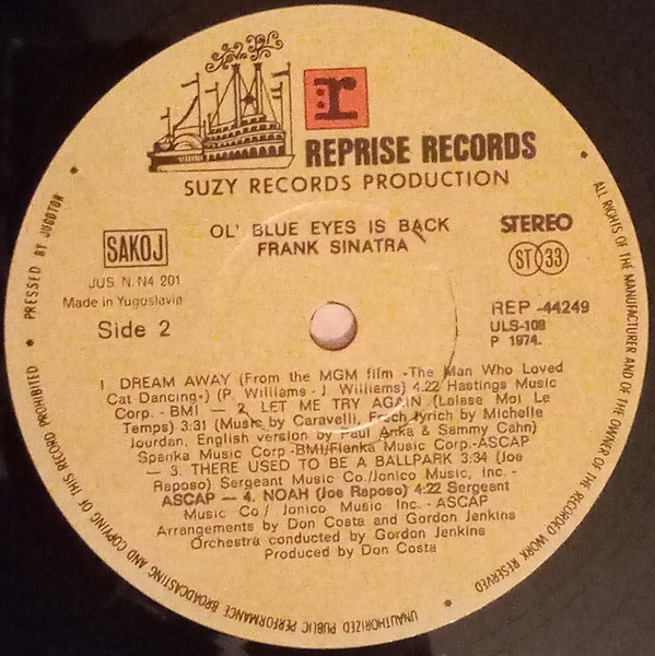 Frank Sinatra - Ol' Blue Eyes Is Back (LP, Album, Gat)
