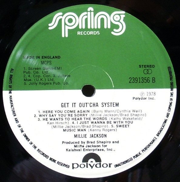 Millie Jackson - Get It Out'cha System (LP, Album)