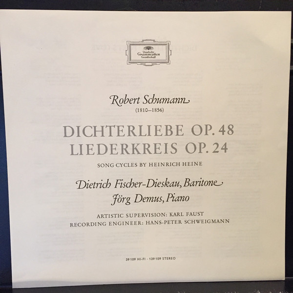 Robert Schumann, Dietrich Fischer-Dieskau, Jörg Demus - Dichterliebe • Liederkreis Op. 24 (LP)