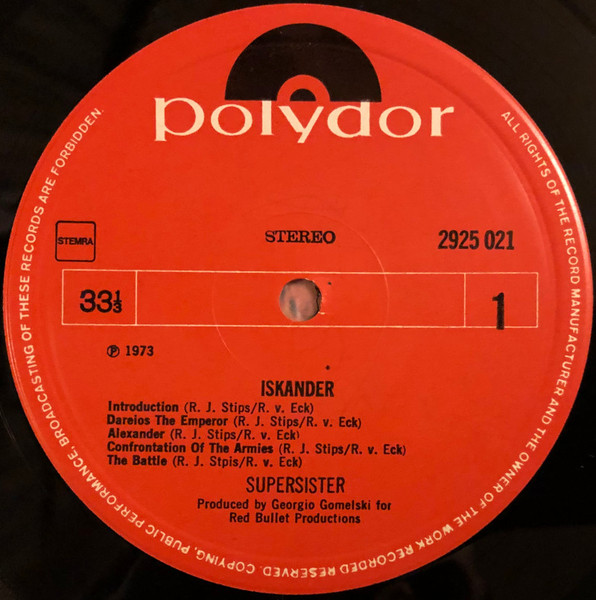 Supersister (2) - Iskander (LP, Album, Gat)