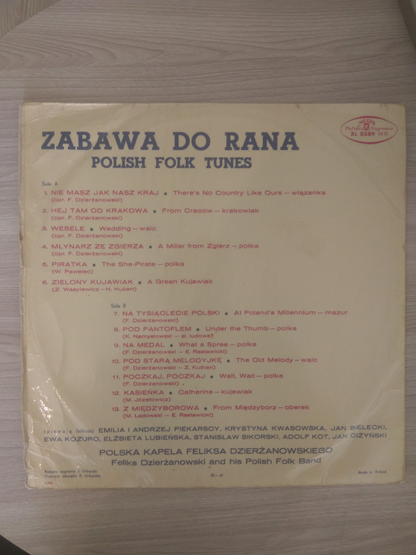The Feliks Dzierżanowski Polish Folk Band - Zabawa Do Rana  -Polish Folk Tunes (LP, Comp, Mono)