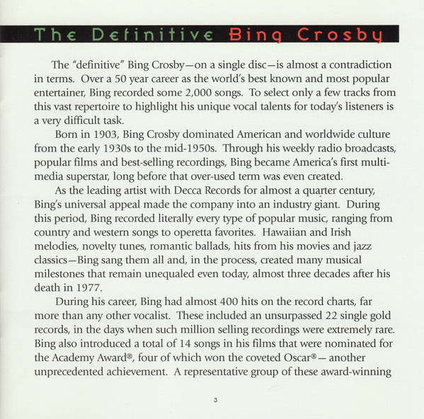 Bing Crosby - The Definitive Collection (CD, Comp)