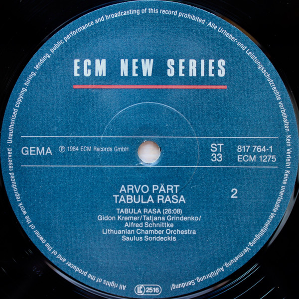 Arvo Pärt - Tabula Rasa (LP, Album, RP, Gat)